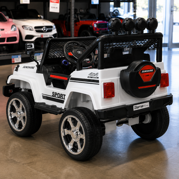 Детский электромобиль Джип Bambi Racer M 3237EBLR-1 Jeep белый, 4 мотора по 45W, EVA, экокожа, MP3, Bluetooth mp-160280 фото
