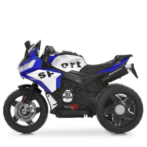 Дитячий мотоцикл Kawasaki Ninja M 6267EL-4 синій, 2 мотори по 35W, EVA, шкіра, Bluetooth mp-332334 фото