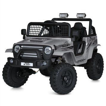 Джип M 5991EBLR-11 24V 1шт 2, 4G, 1аккум24V5AH, 4мотора50W, BLUETOOTH, USB, TF, EVA, музыка, свет, шкіра, сірий mp-305698 фото