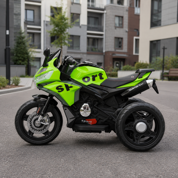 Дитячий мотоцикл Kawasaki Ninja M 6267EL-5 зелений, 2 мотори по 35W, EVA, шкіра, Bluetooth mp-332335 фото