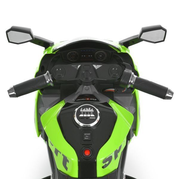 Дитячий мотоцикл Kawasaki Ninja M 6267EL-5 зелений, 2 мотори по 35W, EVA, шкіра, Bluetooth mp-332335 фото