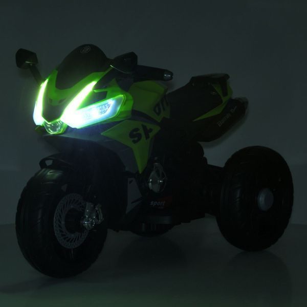 Дитячий мотоцикл Kawasaki Ninja M 6267EL-5 зелений, 2 мотори по 35W, EVA, шкіра, Bluetooth mp-332335 фото