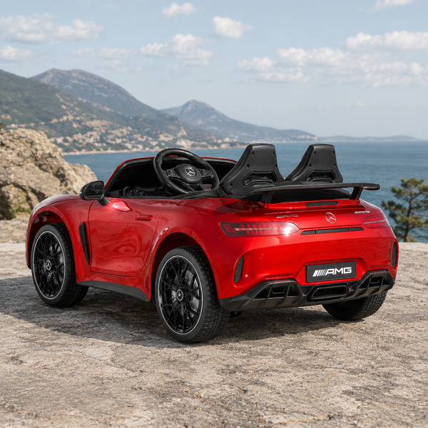 Дитячий електромобіль Mercedes-AMG GT R Roadster M 6313EBLRS-3, двомісний, 4 мотори по 200W, EVA, шкіра, Bluetooth, MP3, червоний автофарбування mp-340762 фото