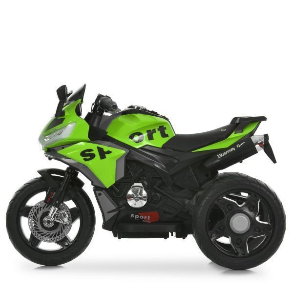 Дитячий мотоцикл Kawasaki Ninja M 6267EL-5 зелений, 2 мотори по 35W, EVA, шкіра, Bluetooth mp-332335 фото