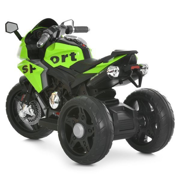 Дитячий мотоцикл Kawasaki Ninja M 6267EL-5 зелений, 2 мотори по 35W, EVA, шкіра, Bluetooth mp-332335 фото
