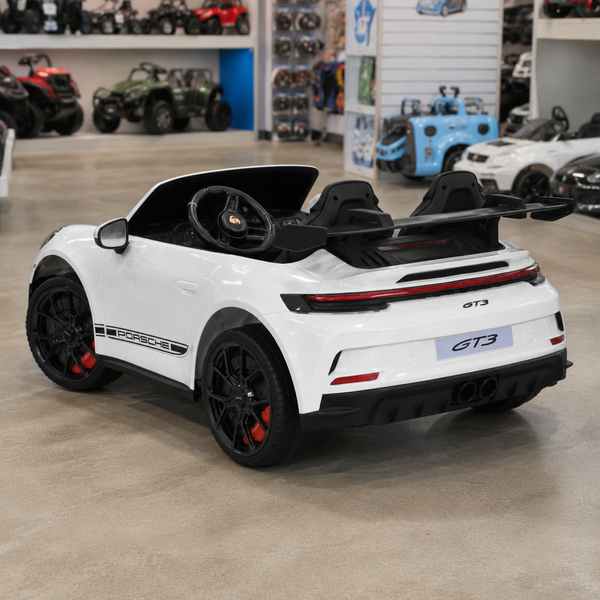 Двомісний дитячий електромобіль Porsche 911 GT3 RS M 6111(MP4)EBLR-1, 2 мотори по 320W, MP4, Bluetooth, EVA, шкіра, білий mp-318954 фото