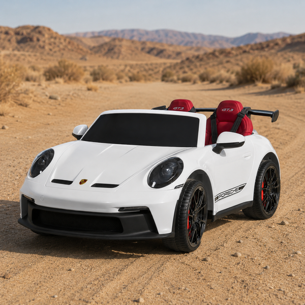 Двомісний дитячий електромобіль Porsche 911 GT3 RS M 6111(MP4)EBLR-1, 2 мотори по 320W, MP4, Bluetooth, EVA, шкіра, білий mp-318954 фото