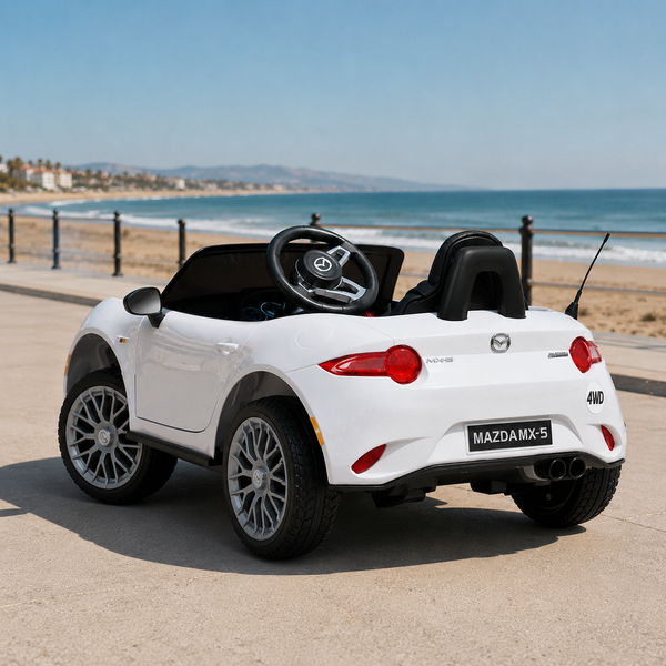 Дитячий електромобіль Mazda MX-5 M 5846EBLR-1 білий, 4 мотори по 25W, EVA, екошкіра, MP3, USB, TF, Bluetooth mp-313658 фото