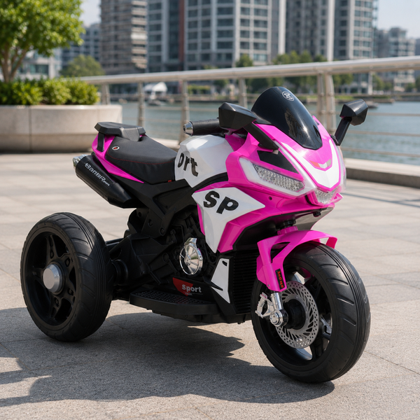 Дитячий мотоцикл Kawasaki Ninja M 6267EL-8 рожевий, 2 мотори по 35W, EVA, шкіра, Bluetooth mp-332336 фото