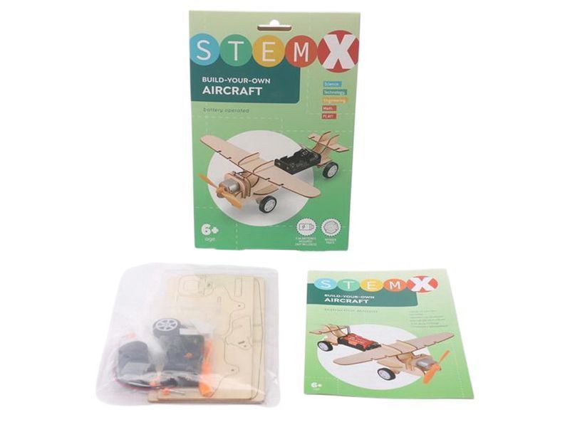 Конструктор деревянный StemX деревянный самолет на батарейках 7078449 bab-396288 фото