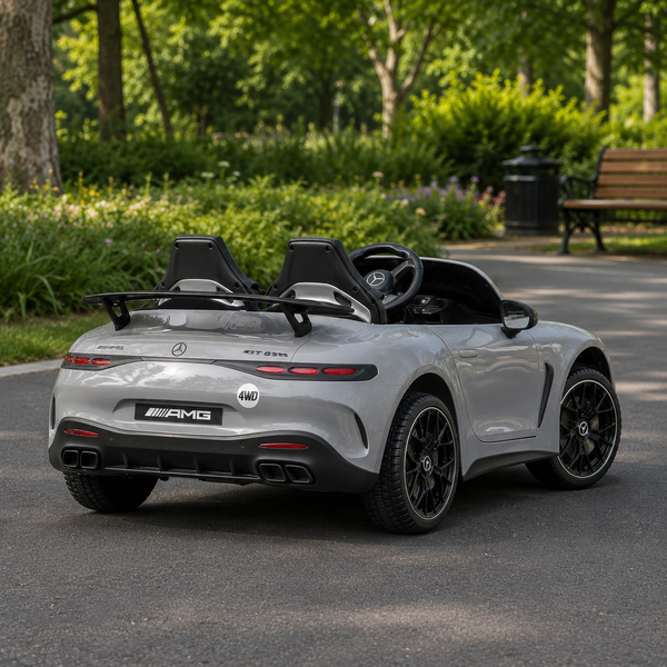 Дитячий електромобіль Mercedes-AMG GT R Roadster M 6313EBLRS-11 сірий двомісний, 4 мотори по 200W, EVA, екошкіра, Bluetooth, MP3, автопофарбування mp-340928 фото