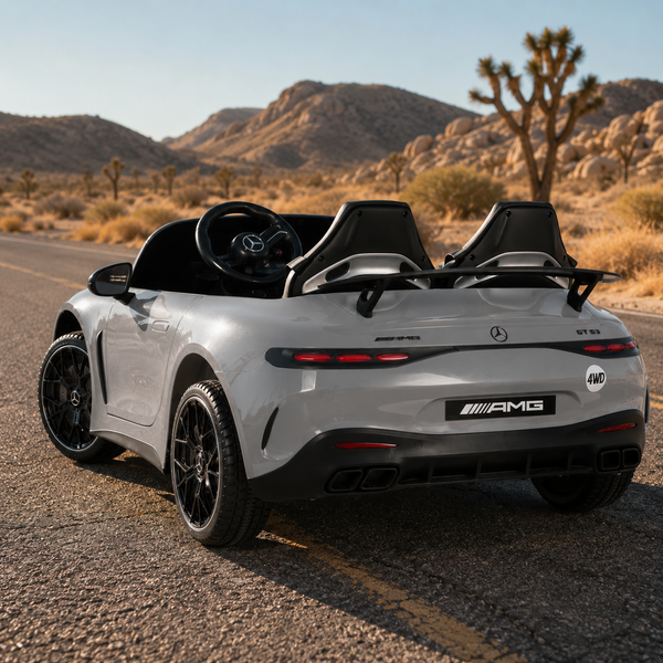 Дитячий електромобіль Mercedes-AMG GT R Roadster M 6313EBLRS-11 сірий двомісний, 4 мотори по 200W, EVA, екошкіра, Bluetooth, MP3, автопофарбування mp-340928 фото