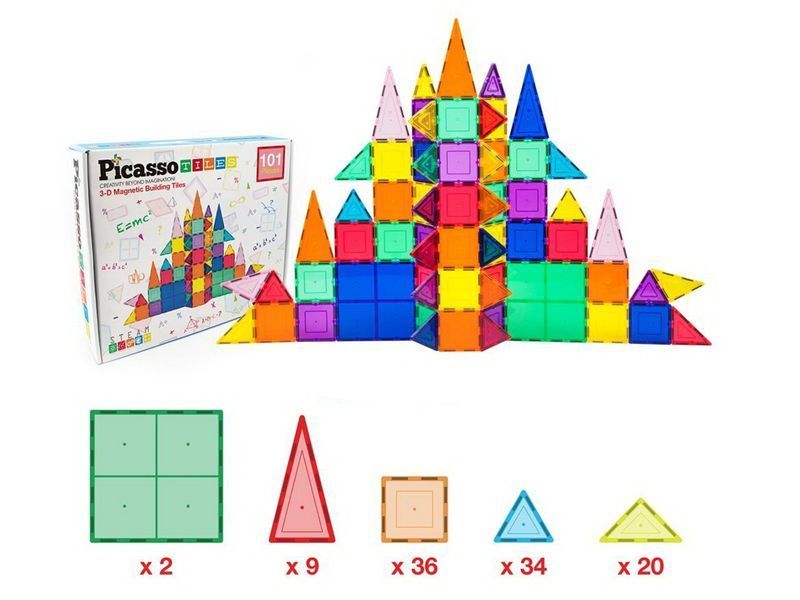 Магнітний конструктор PicassoTiles Magnetic Building Blocks, 101 деталь bab-396304 фото