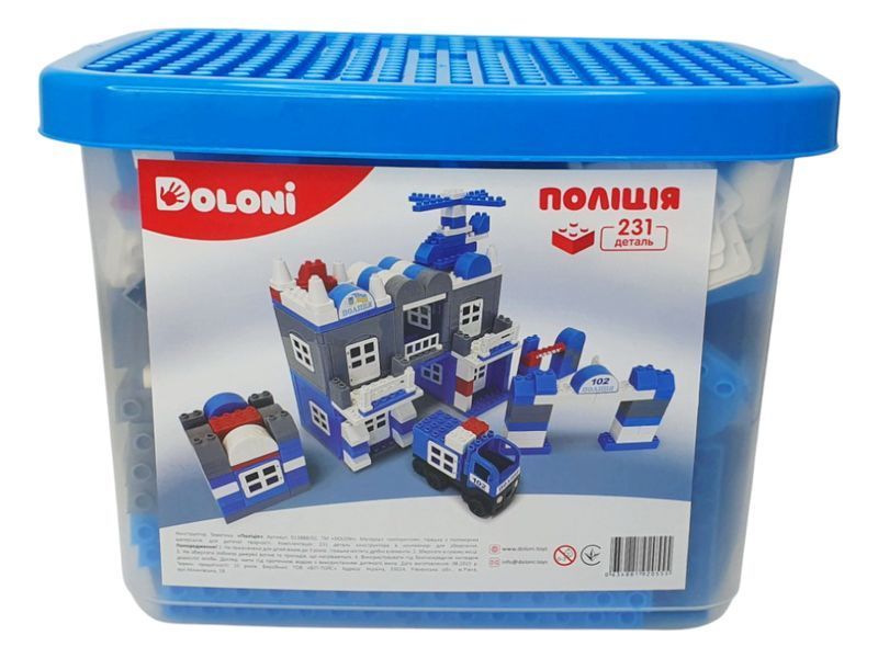 Конструктор блоковий Поліція 231 деталь, у пластиковому боксі, Doloni Toys 013888/02 bab-964420 фото