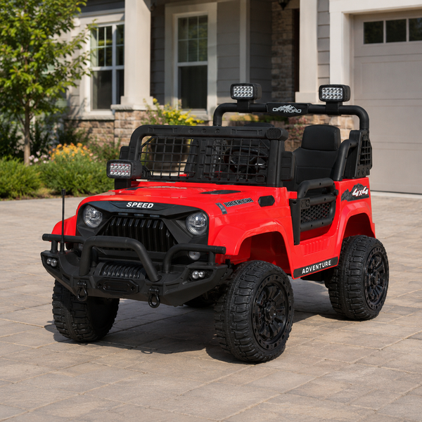 Дитячий електромобіль Джип Jeep Wrangler M 6270EBLR-3 двомісний, 2 мотори по 45W, EVA, шкіра, MP3, USB, Bluetooth, червоний mp-332982 фото