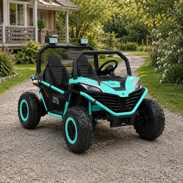 Детский электромобиль Джип Bambi M 4969(2)EBLR-15 багги UTV Can-Am MaverickX3, двухместный, 2 мотора по 150W, EVA, кожа, Bluetooth, MP3, USB, свет, бирюзовый mp-278348 фото