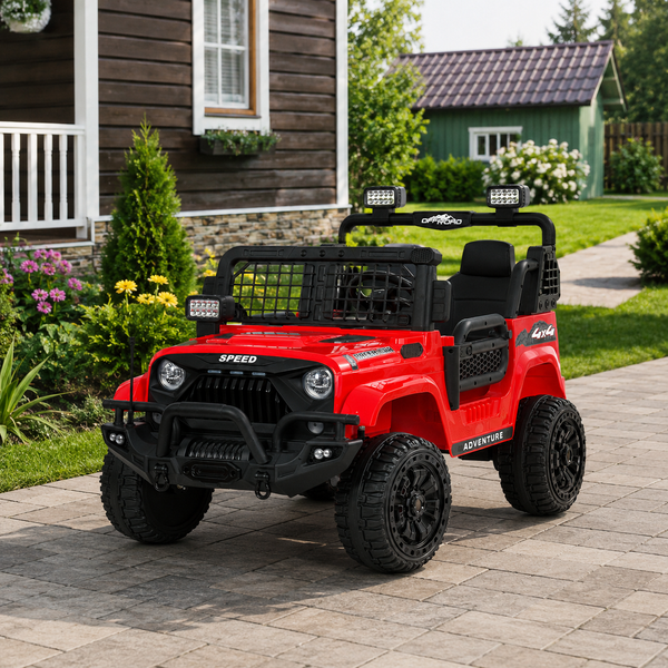 Дитячий електромобіль Джип Jeep Wrangler M 6270EBLR-3 двомісний, 2 мотори по 45W, EVA, шкіра, MP3, USB, Bluetooth, червоний mp-332982 фото