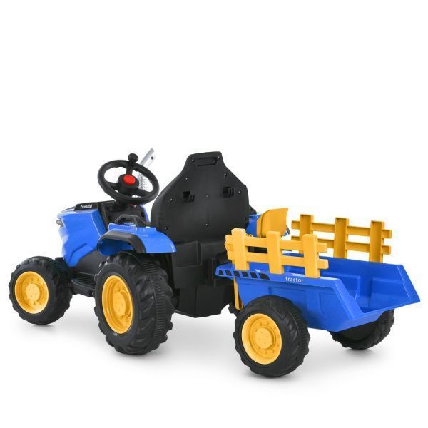 Детский электромобиль трактор Ford-New Holland M 6261EBLR-4 с прицепом и пультом, 2 мотора по 35W, EVA, экокожа, MP3, Bluetooth, синий mp-327953 фото
