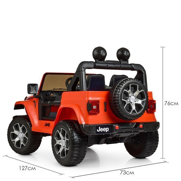 Дитячий електромобіль Джип Jeep Wrangler Rubicon Bambi M 4176 EBLR-7 помаранчевий, 4 мотори по 35W, MP3, Bluetooth, EVA, шкіра mp-221221 фото