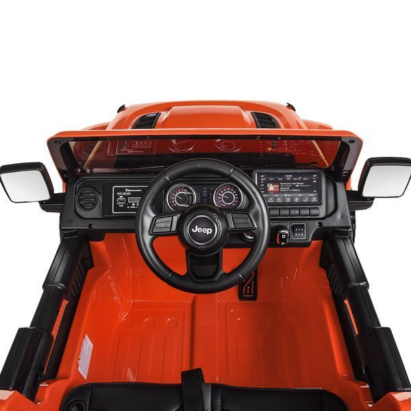 Дитячий електромобіль Джип Jeep Wrangler Rubicon Bambi M 4176 EBLR-7 помаранчевий, 4 мотори по 35W, MP3, Bluetooth, EVA, шкіра mp-221221 фото