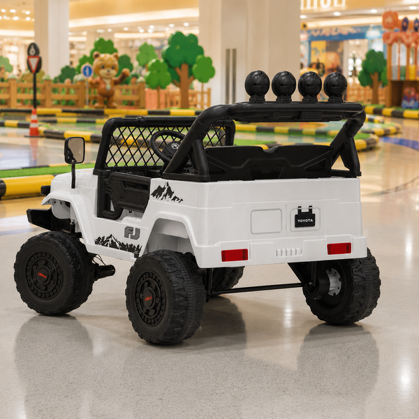 Детский электромобиль Джип Toyota FJ Cruiser 2566AEBLR-1 двухместный, 4 мотора по 35W, EVA, кожа, MP3, USB, Bluetooth, белый mp-317640 фото
