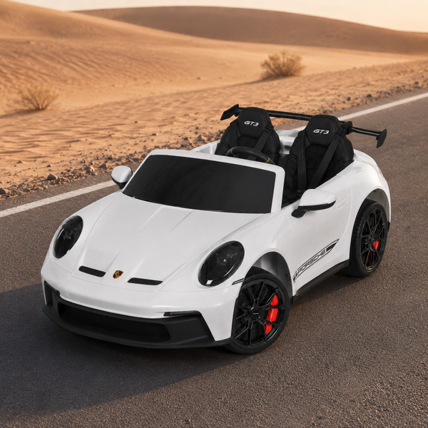 Детский электромобиль Porsche 911 GT3 RS M 6111EBLR-1 двухместный, 2 мотора по 320W, EVA, кожа, MP3, Bluetooth, белый mp-318957 фото