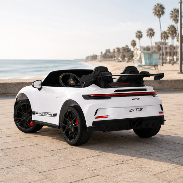 Детский электромобиль Porsche 911 GT3 RS M 6111EBLR-1 двухместный, 2 мотора по 320W, EVA, кожа, MP3, Bluetooth, белый mp-318957 фото