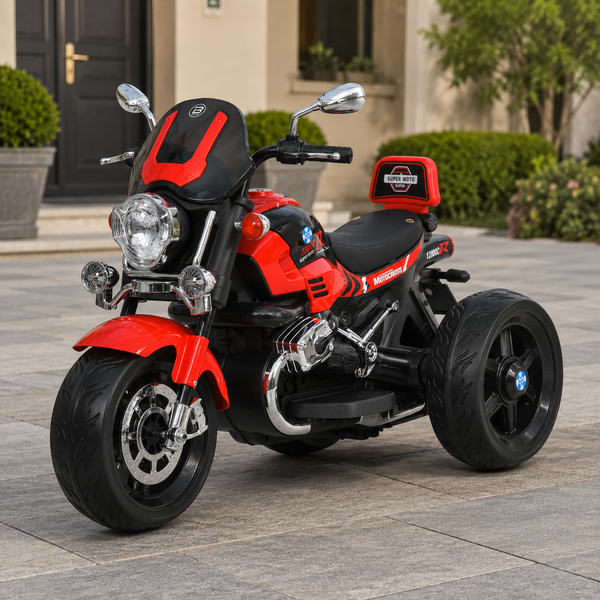 Дитячий мотоцикл BMW R 1200 C M 6263EL-3 червоний, 2 мотори по 25W, EVA, екошкіра, Bluetooth, USB, TF, світло та музика mp-330630 фото
