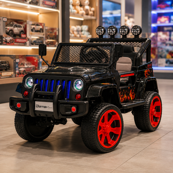 Детский электромобиль Джип Bambi M 3237 EBLR-2-3 Jeep черно-красный, 4 мотора по 45W, EVA, кожа, MP3, Bluetooth mp-159901 фото