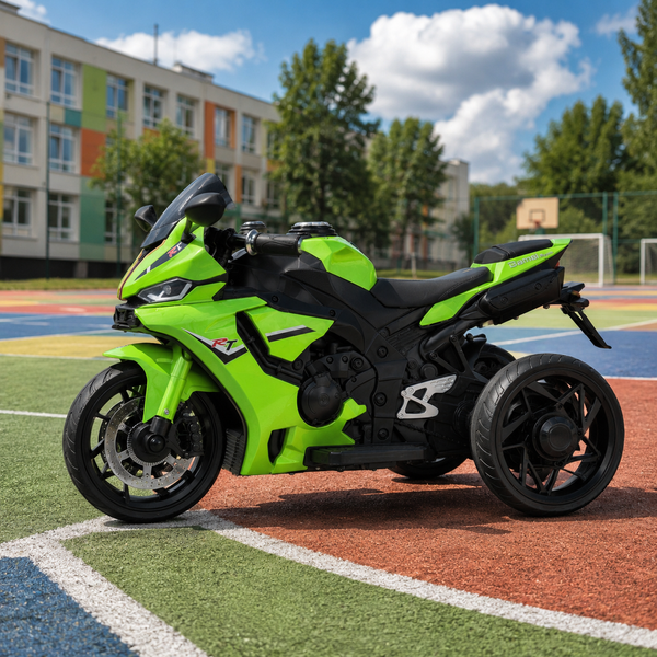 Детский мотоцикл Yamaha R1 M 5823ELS-5, 2 мотора по 35W, EVA, экокожа, MP3/USB/TF, Bluetooth, свет, зеленый с автопокраской mp-333035 фото
