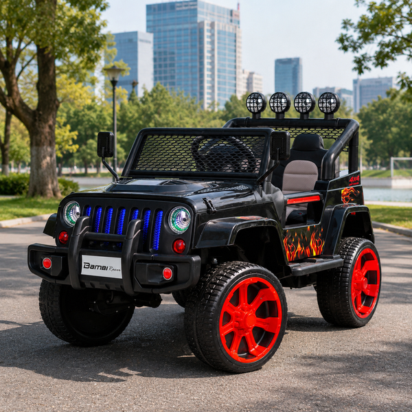 Детский электромобиль Джип Bambi M 3237 EBLR-2-3 Jeep черно-красный, 4 мотора по 45W, EVA, кожа, MP3, Bluetooth mp-159901 фото