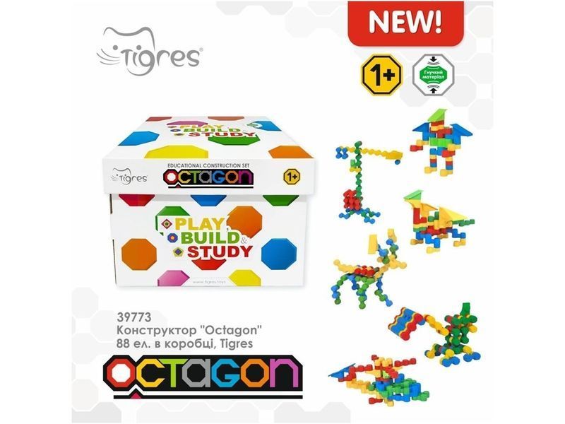 Конструктор Octagon 88 деталей в коробці Tigres 39773 bab-280436 фото