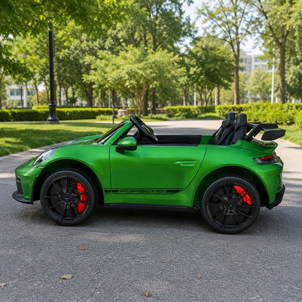 Детский электромобиль Porsche 911 GT3 RS M 6111EBLRS-5 двухместный, 2 мотора по 320W, EVA, экокожа, Bluetooth, MP3, зеленый? автопокраска mp-318960 фото