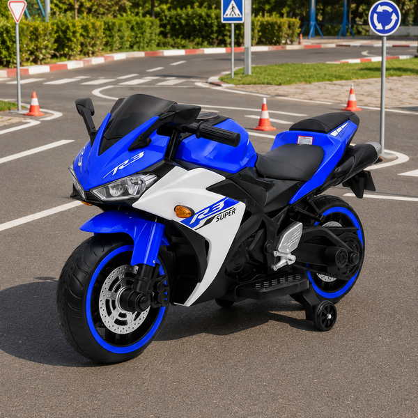 Дитячий мотоцикл Yamaha YZF-R3 M 6329EL-4 синій, 2 мотори по 35W, EVA, шкіра, MP3, USB, TF, Bluetooth mp-347293 фото