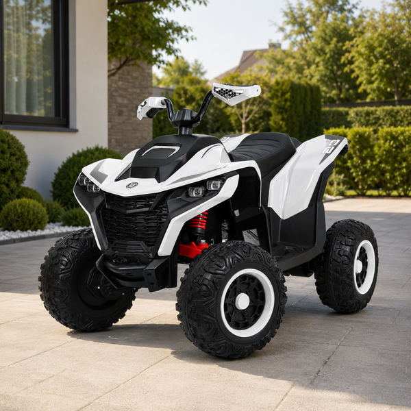 Дитячий квадроцикл M 6128EBLR-1(24V) Bambi Racer, 4 мотори по 75W, EVA, шкіра, Bluetooth, пульт, білий mp-310282 фото