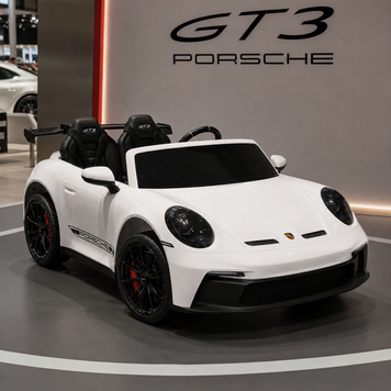 Двухместный детский электромобиль Porsche 911 GT3 RS M 6111AL-1 белый, 2 мотора по 320W, резиновые колеса, кожа, MP3, USB, Bluetooth mp-326470 фото