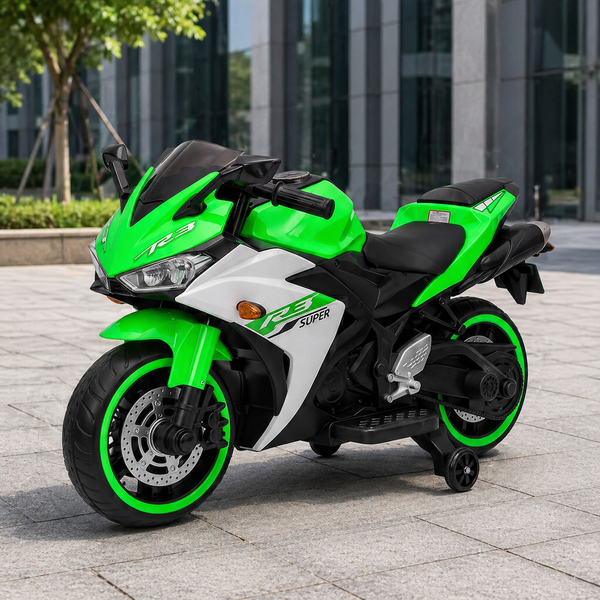 Дитячий мотоцикл Yamaha YZF-R3 M 6329EL-5 зелений, 2 мотори по 35W, EVA, шкіра, MP3, USB, TF, Bluetooth mp-347294 фото