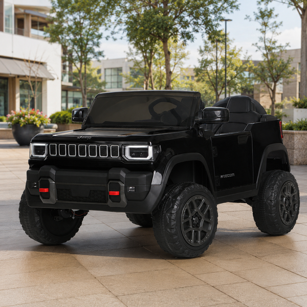 Детский электромобиль Джип Jeep Recon JJ2500EBLR-2 двухместный, 4 мотора по 25W, EVA, кожа, MP3, USB, Bluetooth, черный mp-335079 фото