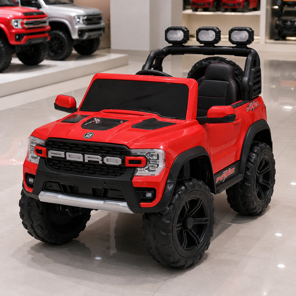 Дитячий електромобіль Джип Ford Ranger Raptor Bambi M 5829 EBLR-3, червоний, 4 мотори по 35W, EVA, шкіра, MP3, Bluetooth mp-299992 фото