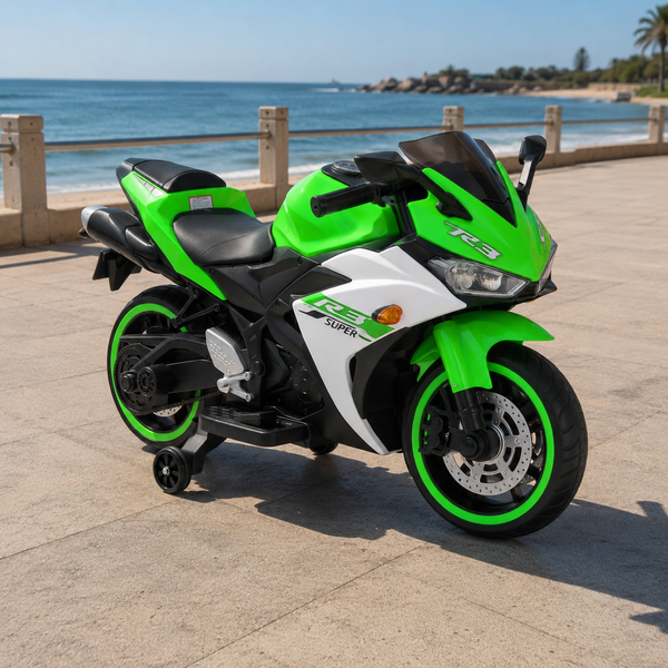 Дитячий мотоцикл Yamaha YZF-R3 M 6329EL-5 зелений, 2 мотори по 35W, EVA, шкіра, MP3, USB, TF, Bluetooth mp-347294 фото