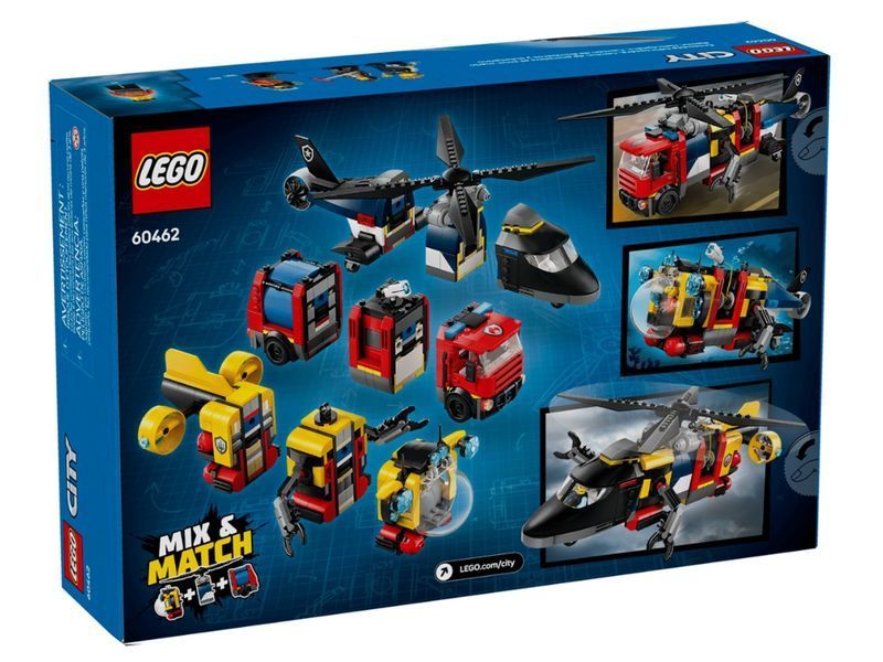 Конструктор LEGO City Ремикс вертолетов, пожарных машин и подлодок, 874 детали 60462 bab-395895 фото