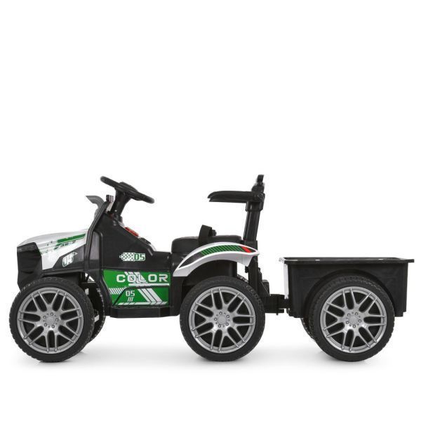 Детский электромобиль трактор садовый райдер John Deere M 6219EBLR-1 белый, с прицепом, пультом управления, 2 мотора по 25W, EVA, экокожа, MP3, USB, TF, Bluetooth mp-325131 фото