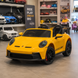 Двухместный детский электромобиль Porsche 911 GT3 RS M 6111AL-6, 2 мотора по 320W, надувные резиновые колеса, кожа, MP3, Bluetooth, желтый mp-326471 фото 4