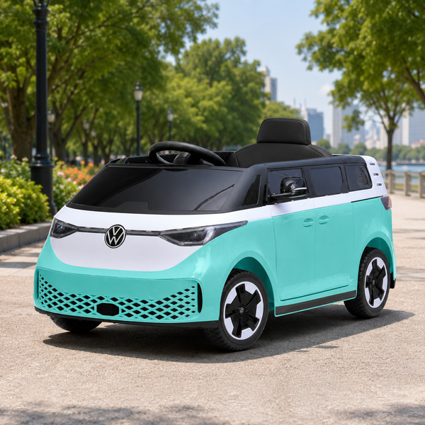 Детский электромобиль Volkswagen ID Buzz M 6281EBLR-15, 2 мотора по 35W, EVA, экокожа, Bluetooth, MP3, USB, бирюзовый mp-326472 фото