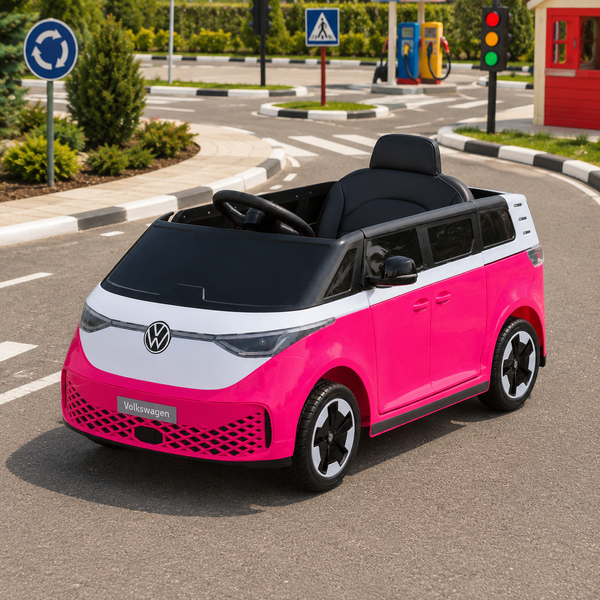 Детский электромобиль Volkswagen ID Buzz M 6281EBLR-8, 2 мотора по 35W, EVA, экокожа, Bluetooth, MP3, USB, розовый mp-326473 фото