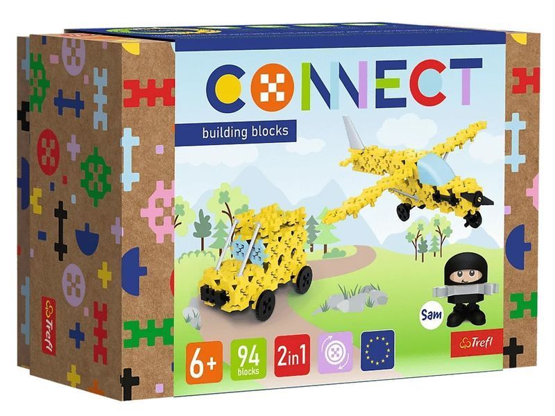 Конструктор 2 в 1 Trefl Connect Літак і джип, 94 елементи 61969 bab-396102 фото