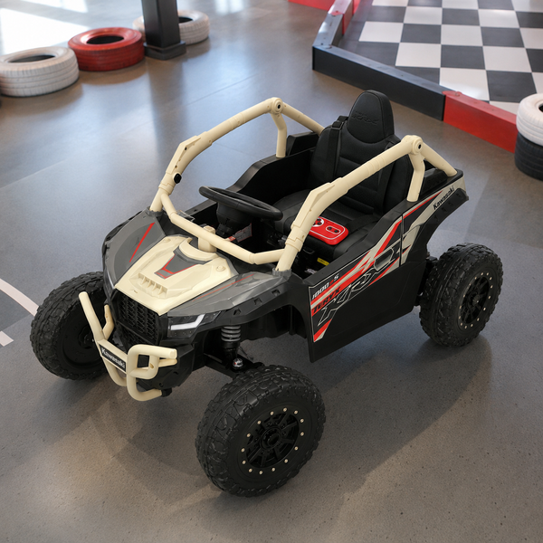 Дитячий електромобіль Джип Баггі Kawasaki JS330EBLR-13 бежевий, 4 мотори по 35W, EVA, екошкіра, MP3, Bluetooth mp-335084 фото