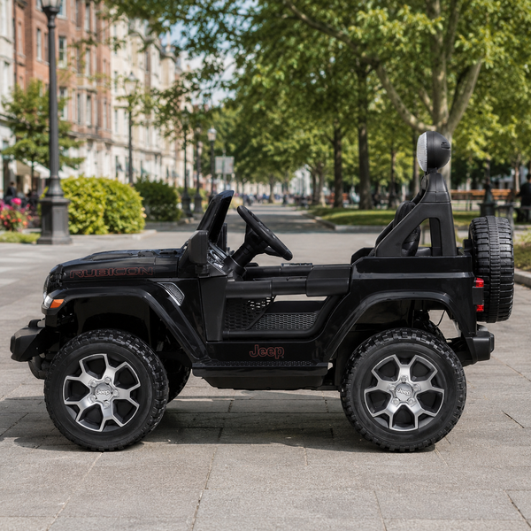 Дитячий електромобіль Джип Jeep Wrangler Rubicon Bambi M 4176 EBLRS-2 фарбований чорний, 4 мотори по 35W, MP3, Bluetooth, EVA, шкіра mp-307377 фото