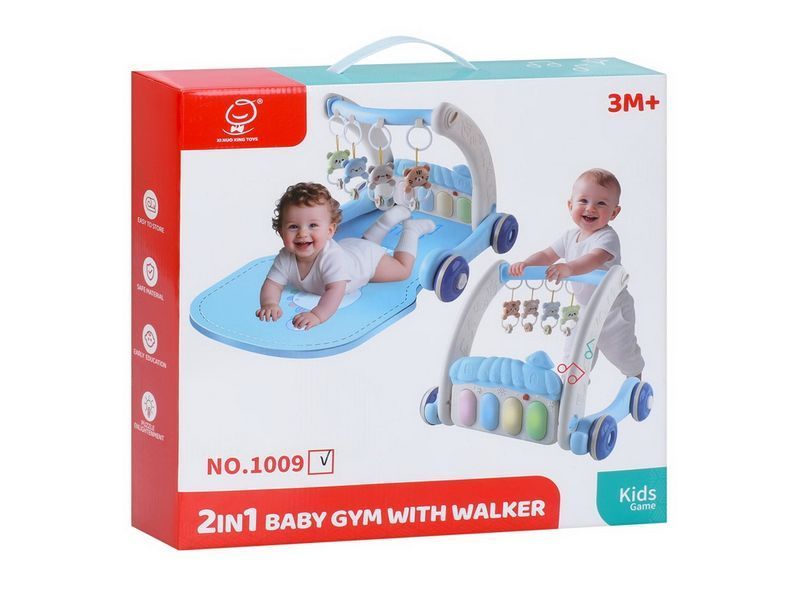 Каталка-ходунки 2в1 1008-1009, с ковриком, музыка, свет, 2 цвета bab-391605 фото