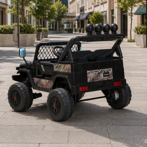 Детский электромобиль Джип Toyota FJ Cruiser 2566AEBLR-18 двухместный, 4 мотора по 35W, EVA, кожа, MP3, USB, Bluetooth, камуфляжно-коричневый mp-317641 фото